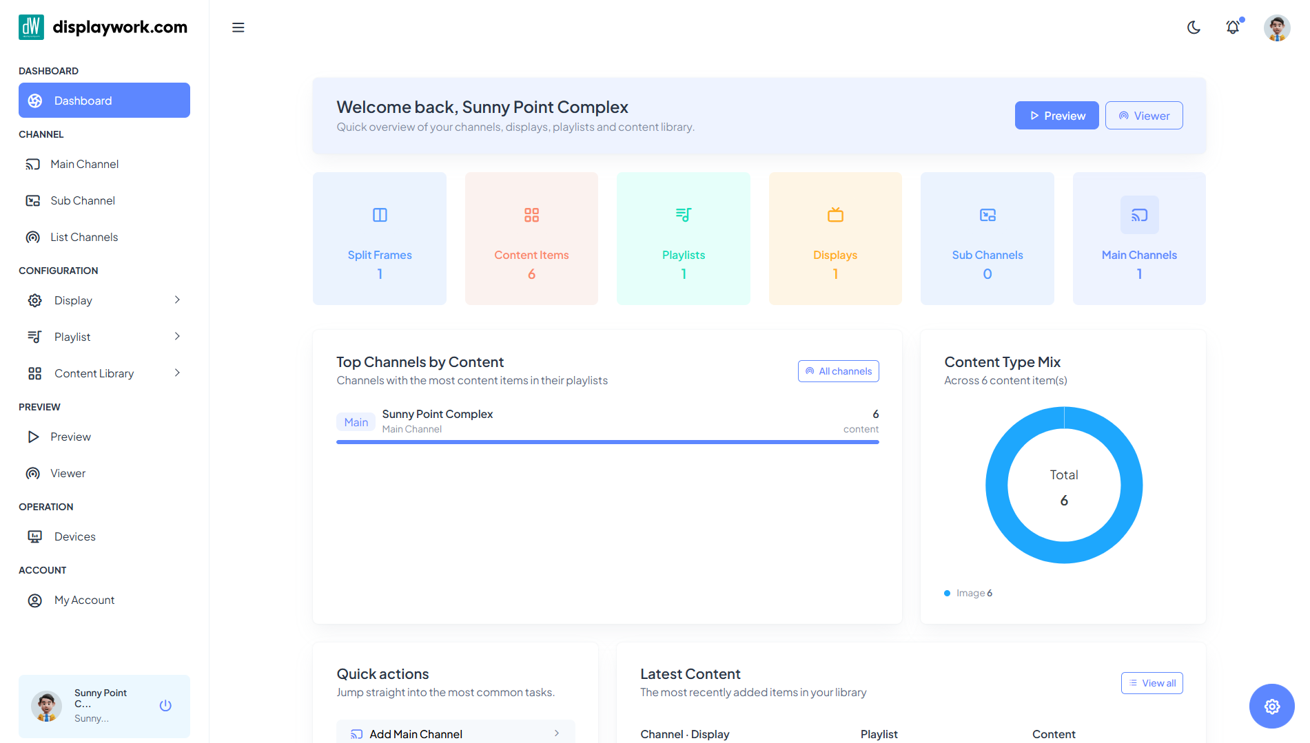 displaywork dashboard — digital signage management